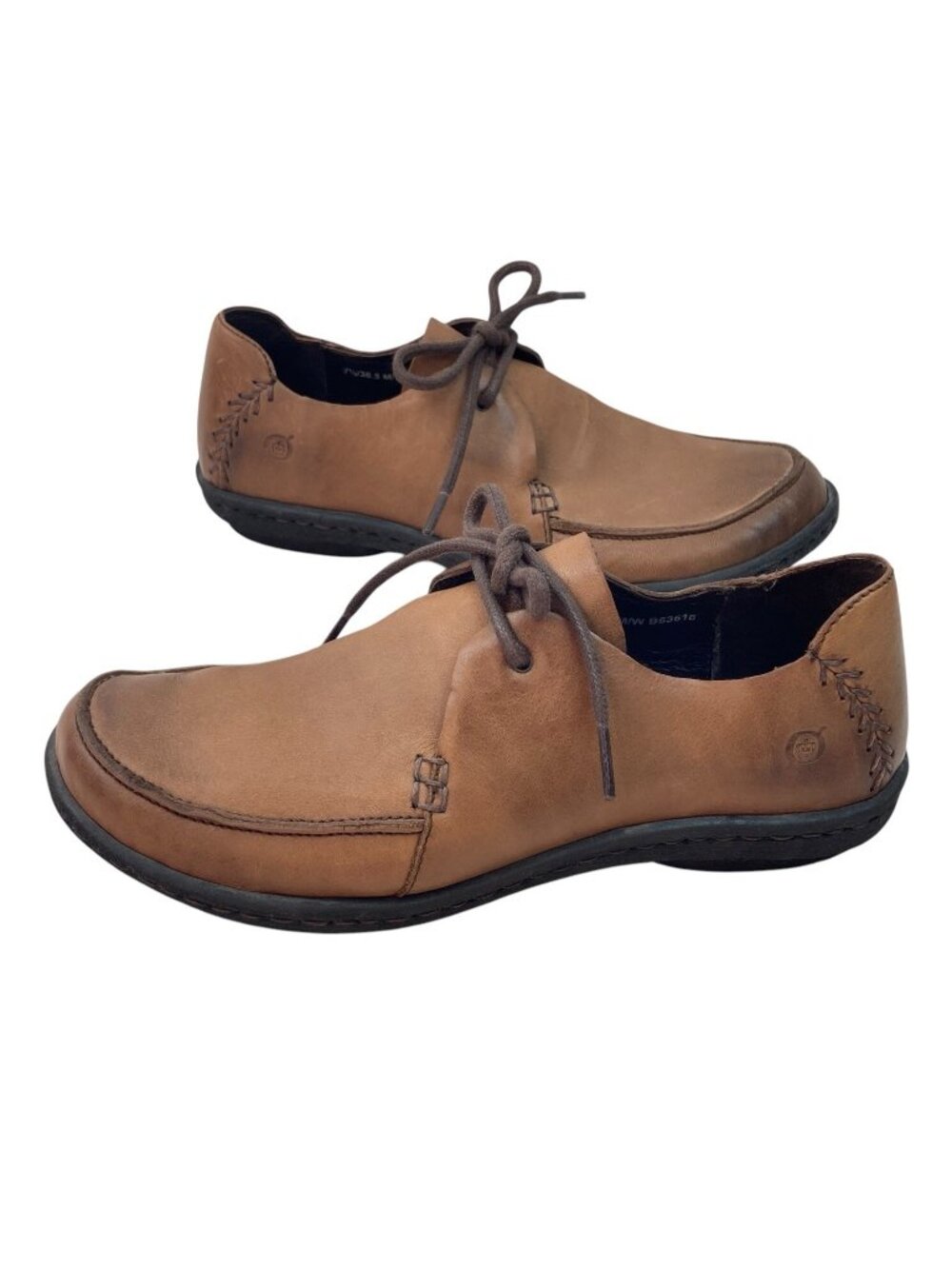 Born Shoes Womens Size 7.5  Brown Leather Lace Up Casual Comfort Normcore Loafer